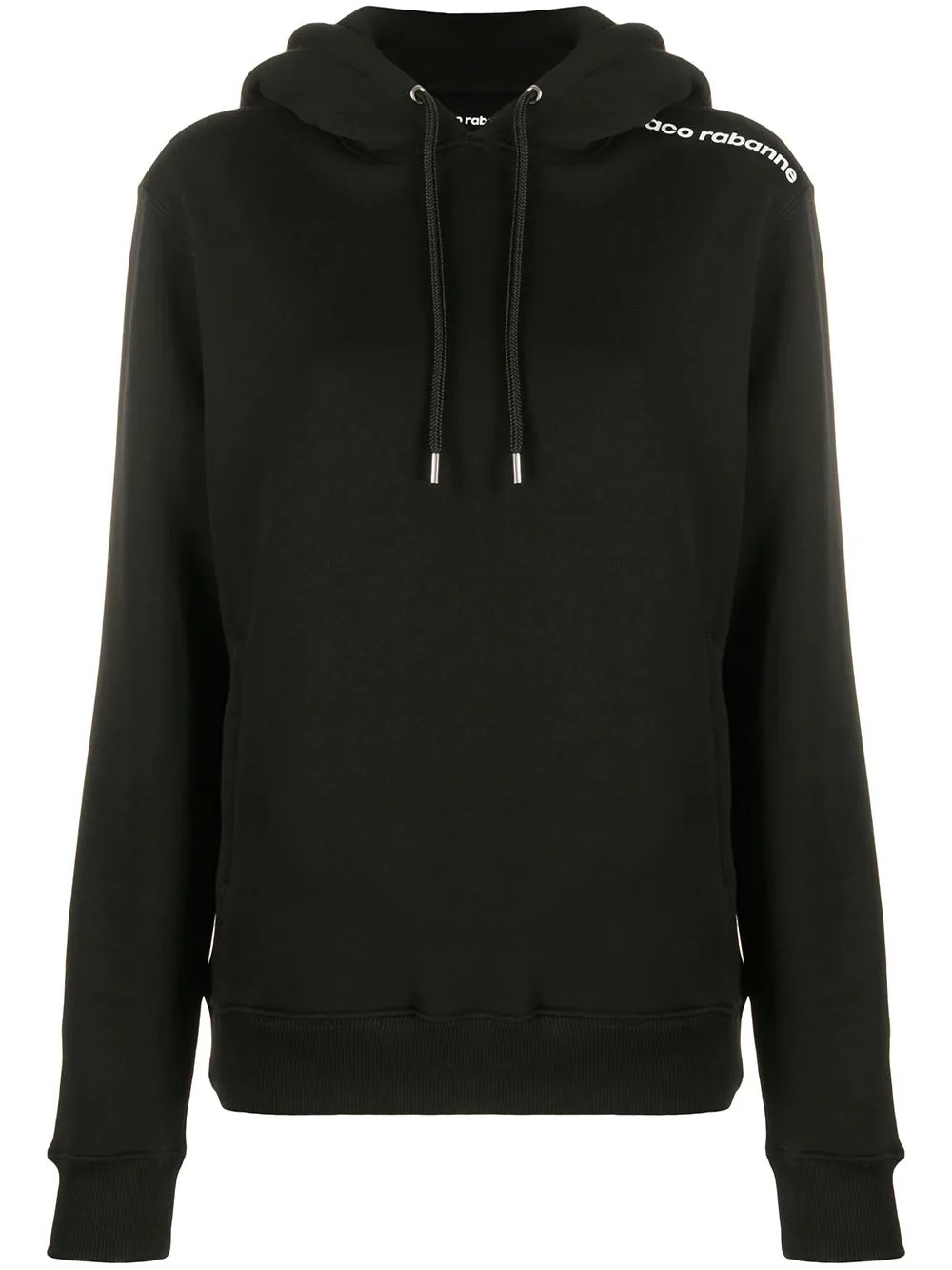 Paco Rabanne Black Hoodie with White Shoulder Logo Large